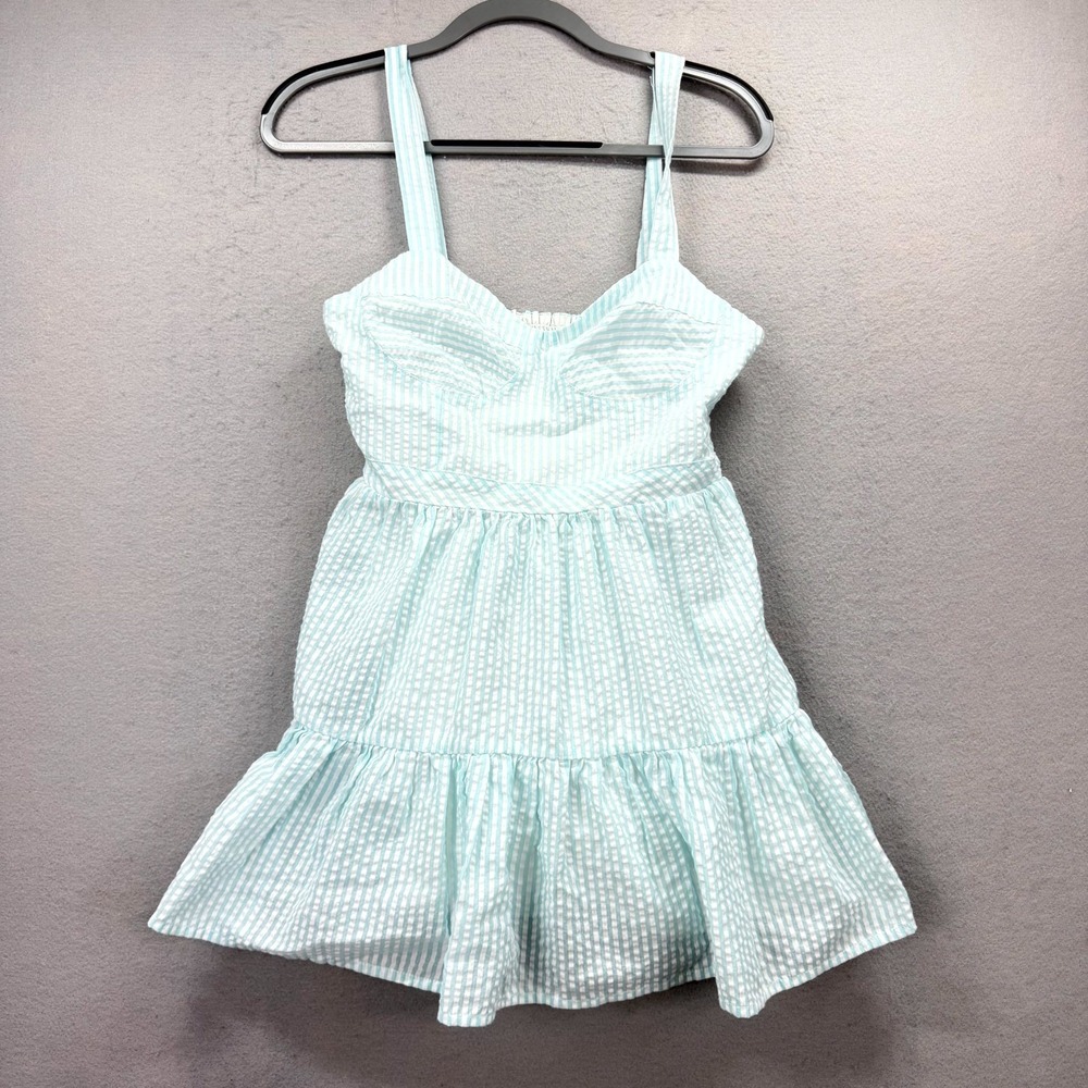 BB Dakota by Steve Madden Mini Dress‎ Womens Small Blue White Striped Seersuker
